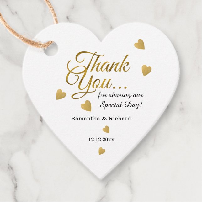 Elegant Guld Tack Heart Bröllop Gåvor Etiketter (Framsida)