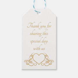 Elegant Guld Tack Heart Wedor Favor Party Presentetikett