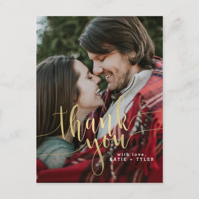 Elegant Guld Tack Vykort (Framsida)