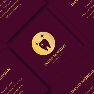 Elegant Guld Tand Logotyp Dentist Fyrkantigt Visitkort