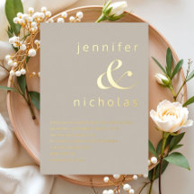 Elegant guld taupe beige et-tecken bröllop