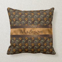 Elegant Guld Teal Peacock Personlig Namn