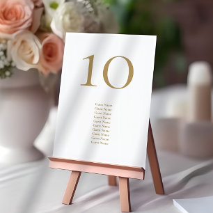Elegant Guld Text Guest Namn Bröllop Bordsnummer