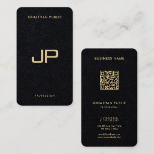 Elegant Guld-text QR-kod Luxury Premium Black Visitkort
