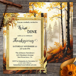 Elegant Guld Thanksgiving Middag Party Inbjudningar