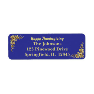 Elegant Guld Thanksgiving Returadress Etikett