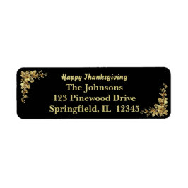 Elegant Guld Thanksgiving Returadress Etikett
