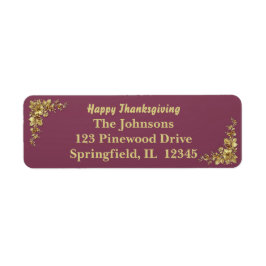 Elegant Guld Thanksgiving Returadress Etikett