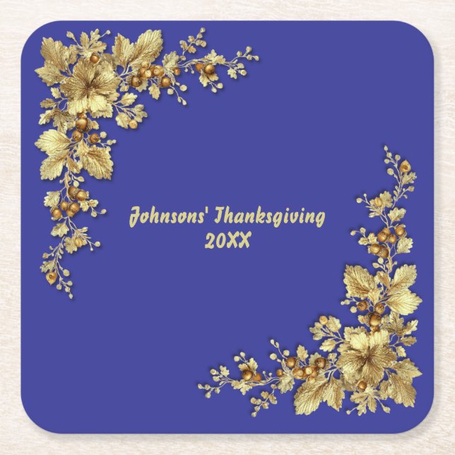 Elegant Guld Thanksgiving Underlägg Papper Kvadrat (Framsidan)
