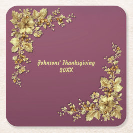 Elegant Guld Thanksgiving Underlägg Papper Kvadrat