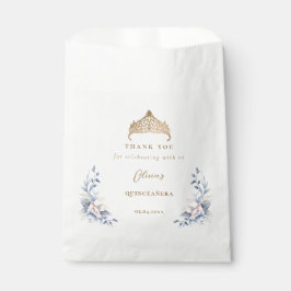 Elegant Guld Tiara Blue Blommigt Quinceañera