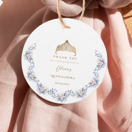 Elegant Guld Tiara Blue Blommigt Quinceañera Gåvor Etiketter