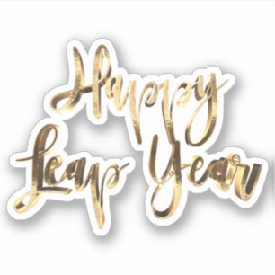 Elegant Guld Titta på skript Festive Lycklig Leap Klistermärken