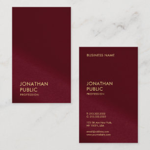 Elegant Guld: Titta på textmallen Burgundy Red Visitkort