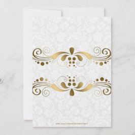 Elegant Guld Tones Blommigt Snöre med vita skador Inbjudningar