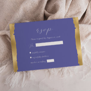 Elegant Guld Torn Kant Periwinkle Bröllop OSA Kort