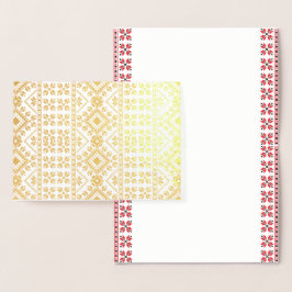 Elegant Guld Traditional Nordic Fair Isle Mönster Folierat Kort