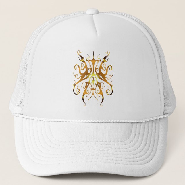 Elegant Guld Tribal Mask Abstrakt Design Keps (Framsida)