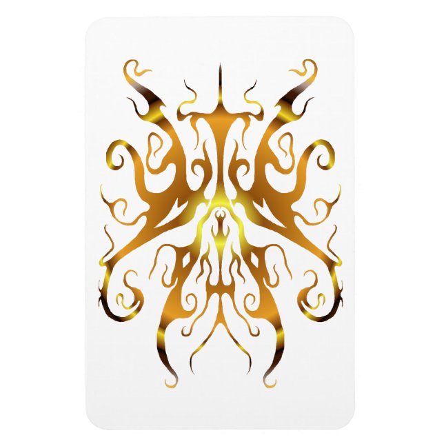 Elegant Guld Tribal Mask Abstrakt Design Magnet (Vertikal)