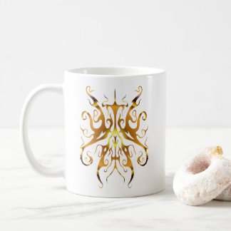 Elegant Guld Tribalmask Abstrakt Design Kaffemugg