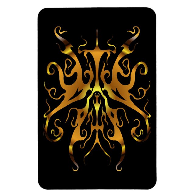 Elegant Guld Tribalmask Abstrakt Design Magnet (Vertikal)