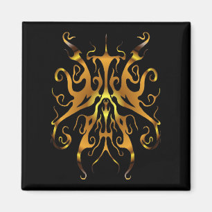 Elegant Guld Tribalmask Abstrakt Design Magnet