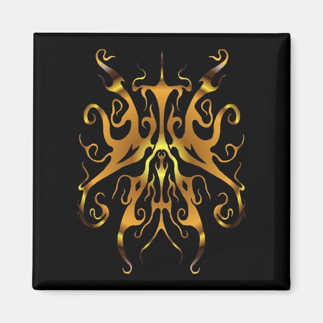 Elegant Guld Tribalmask Abstrakt Design Magnet (Framsidan)