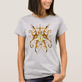 Elegant Guld Tribalmask Abstrakt Design T Shirt