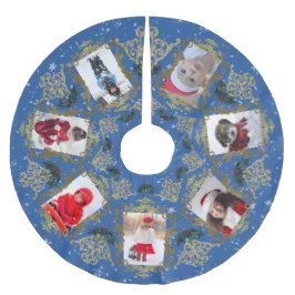 Elegant Guld Trim-familjens julfotopassage Julgransmatta Borstad Polyester