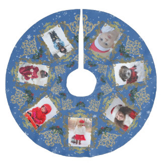 Elegant Guld Trim-familjens julfotopassage Julgransmatta Borstad Polyester