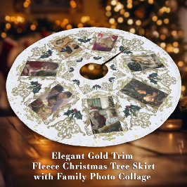 Elegant Guld Trim-familjens julfotopassage Julgransmatta Fleece