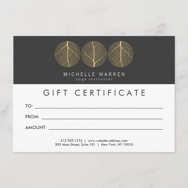 Elegant Guld Trio Logotyp Gift Certificate (Framsida)