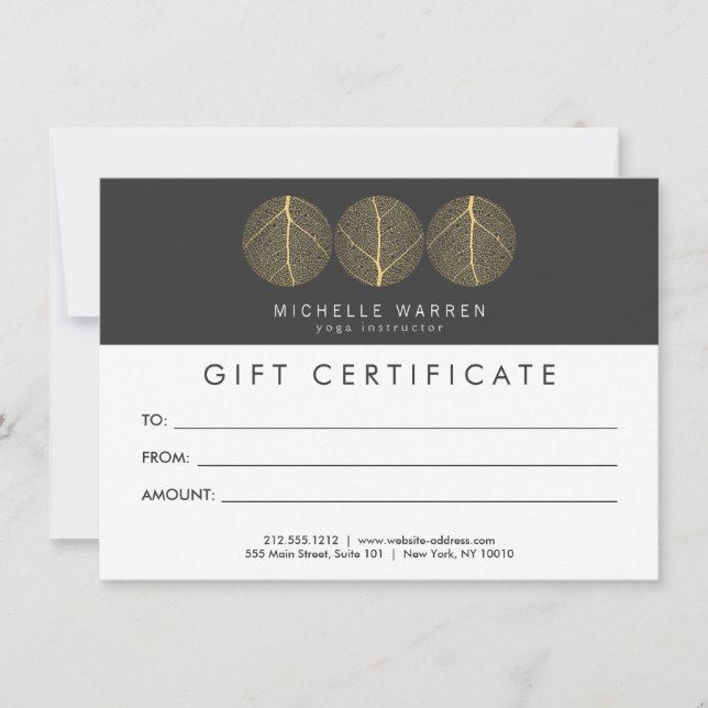 Elegant Guld Trio Logotyp Gift Certificate (Framsida)