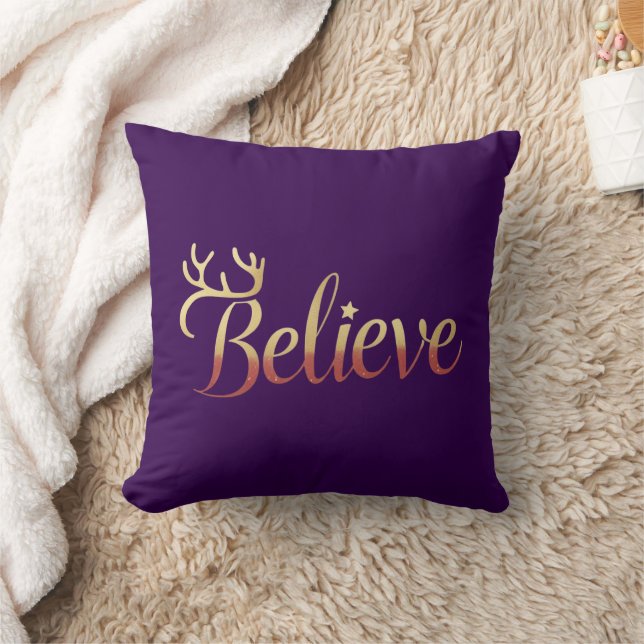 Elegant Guld Tro Antler julaccent Kudde (Filt)