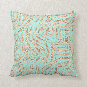 Elegant Guld Tropical Handflatan Löv Mint Design Kudde