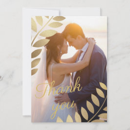 Elegant Guld Tropical Löv Photo Bröllop Tack Kort