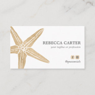 Elegant Guld Tropical Starfish Beach Coastal Visitkort