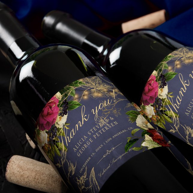 Elegant guld typografi bröllop vinflaska etikett (Skapare uppladdad)