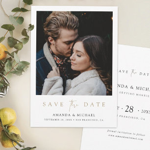 Elegant Guld-typografi Foto Spara datumkort Datumet