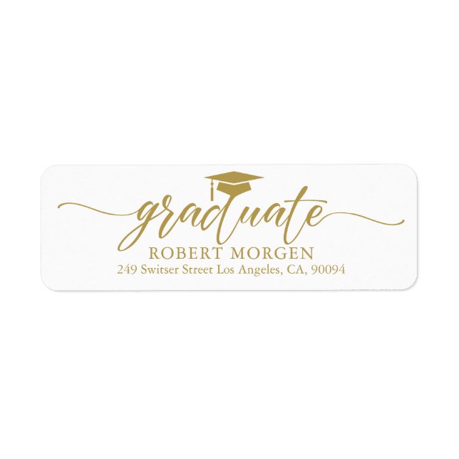 Elegant Guld-typografi i vit bakgrund Returadress Etikett (Framsidan)