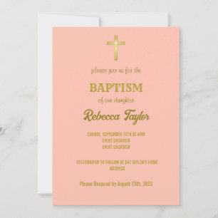 Elegant Guld Typografi Kor-baptism på Rosa Inbjudningar