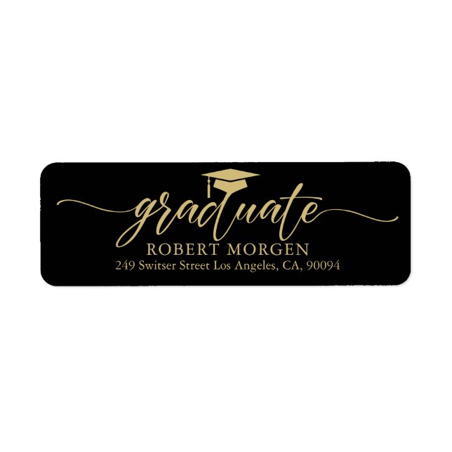 Elegant Guld-typografi på svart bakgrund Returadress Etikett (Framsidan)