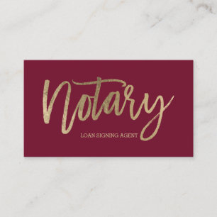 Elegant guld- typografi röda burgundy för Notary Visitkort