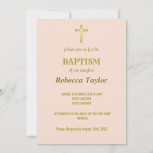 Elegant Guld Typography Kor Baptism on Vanilla Inbjudningar