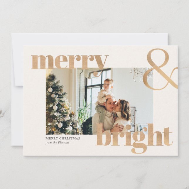 Elegant Guld Typography Photo God jul Kort (Framsida)