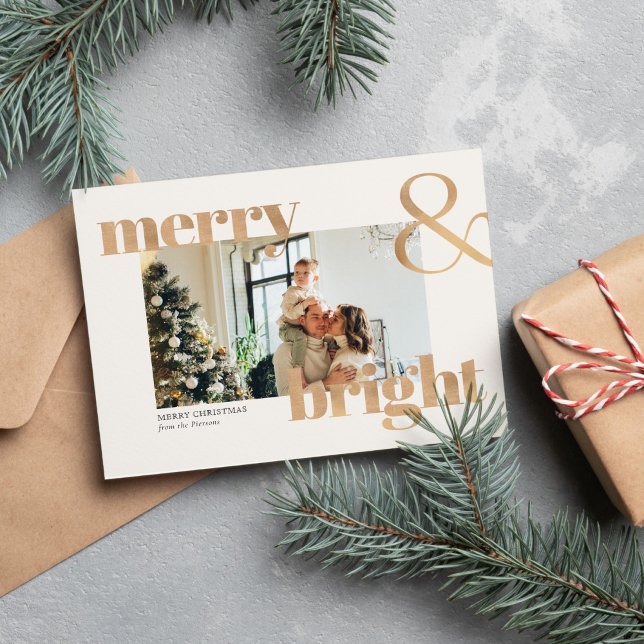 Elegant Guld Typography Photo God jul Vykort (Skapare uppladdad)
