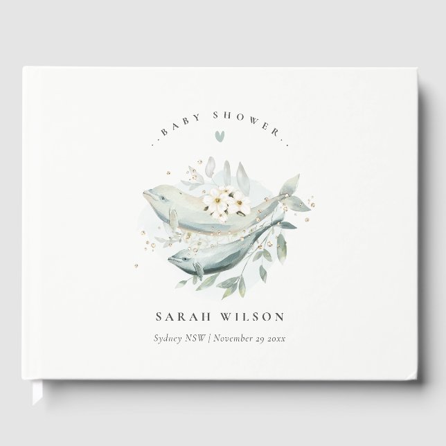 Elegant guld Undervattensblommig Fisk Babykalas Gästböcker (Framsida)