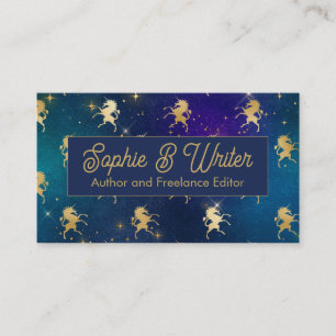Elegant Guld Unicorn Starry Himmel Fantasy Writers Visitkort