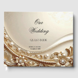 Elegant guld utsmyckad blomster gästbok