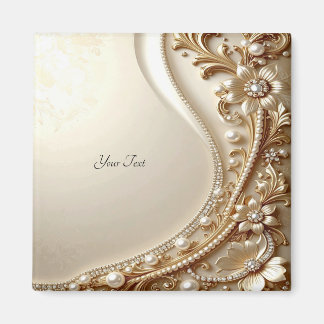 Elegant guld utsmyckad blomster magnet